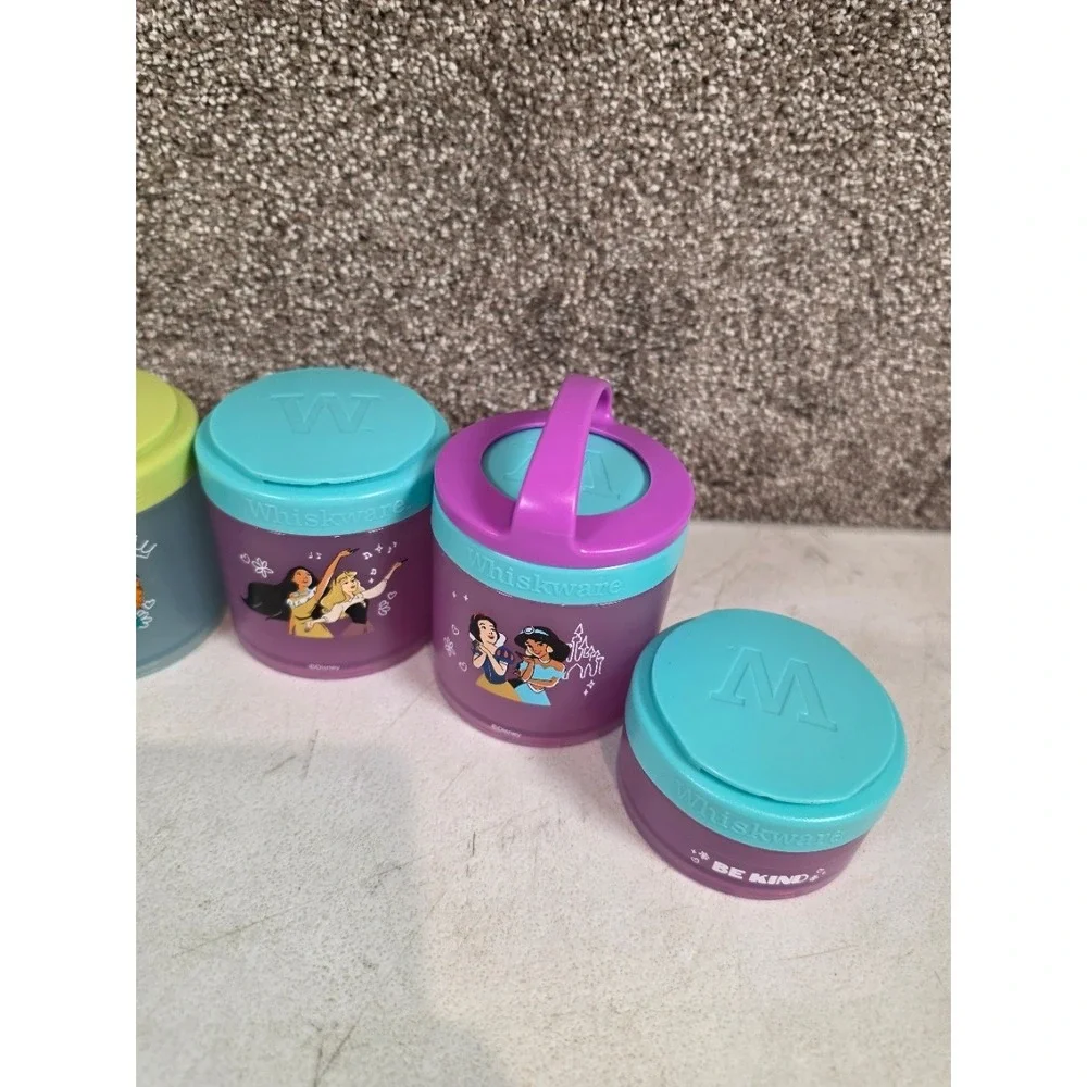 Whiskware Disney Princess Stackable Snack Containers 2 Pack Set Purple Green